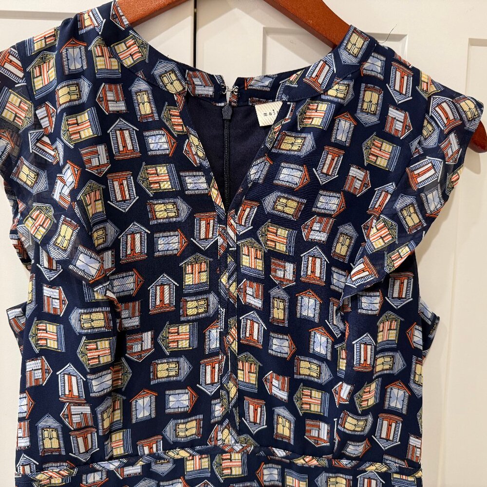 Maison Jules House Print Dress | Size 2 | Navy - Picture 3 of 8